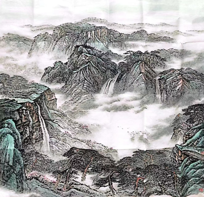 題青山秀水圖